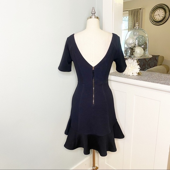 Anthropologie Black Flounce Hem Fit & Flare Dress XS 2 - Picture 5 of 9